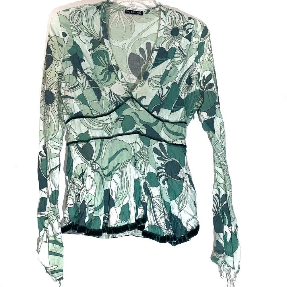 Follies Floral Top with Velvet Trim Medium